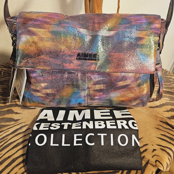 Aimee Kestenberg Metaliic Tie Dye Messenger NWT - Picture 3 of 8
